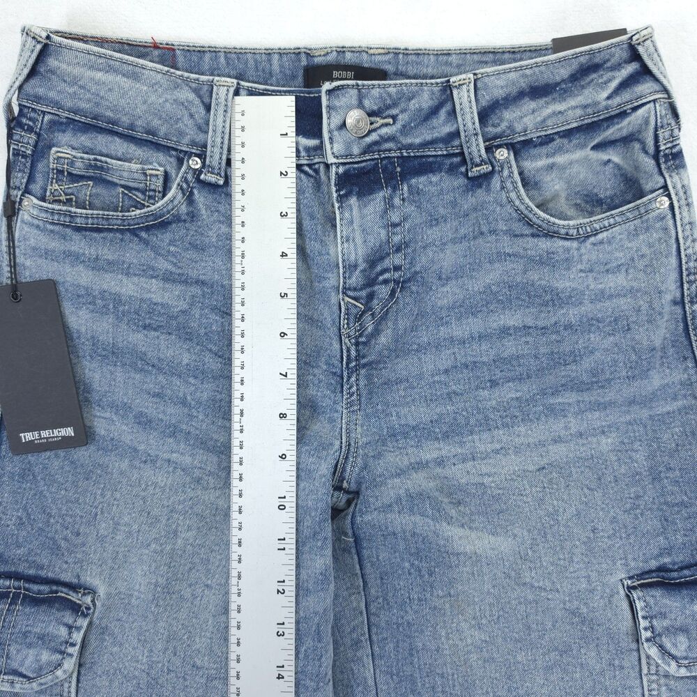 True Religion Women 26 Bobbi Baggy Cargo Y2K 90s Mid Rise Denim Blue Jeans NWT - Picture 7 of 12